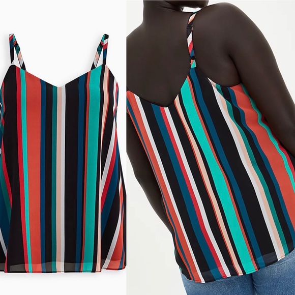 SOPHIE - MULTI STRIPE CHIFFON SWING CAMI - Picture 2 of 6